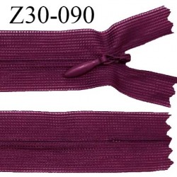 Fermeture zip 30 cm non séparable couleur bordeaux largeur 2.5 cm zip nylon invisible longueur 30 cm largeur 5 mm prix à l'unité