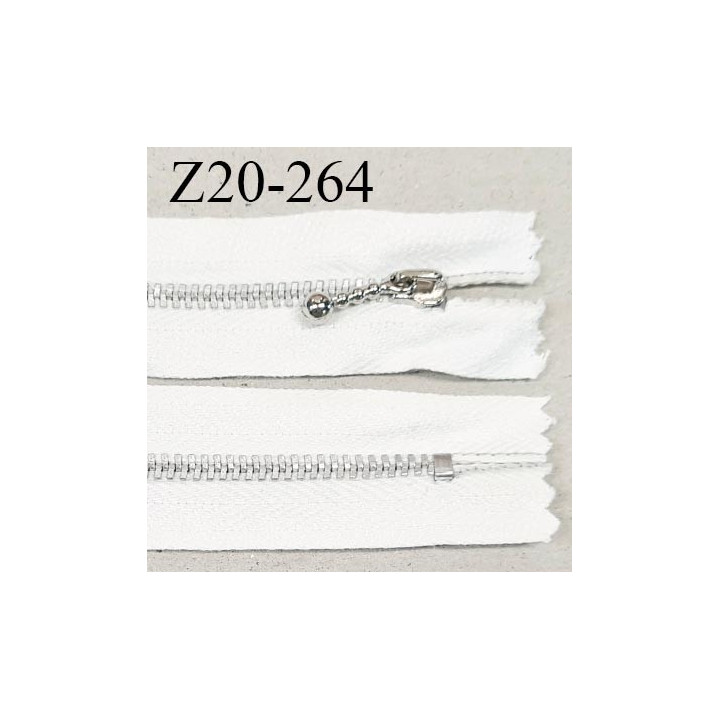 Fermeture zip 20 cm non séparable couleur naturel glissière nylon largeur 5 mm curseur métal couleur chrome prix à l'unité