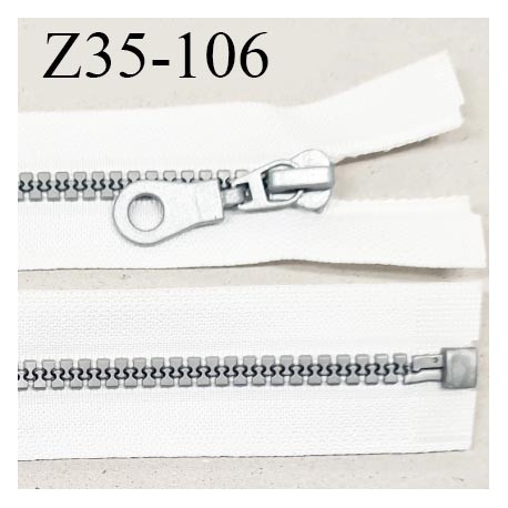 Fermeture zip 35 cm séparable couleur blanc zip glissière couleur gris largeur 7 mm longueur 35 cm largeur 32 mm prix à l'unité