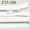 Fermeture zip 35 cm séparable couleur blanc zip glissière couleur gris largeur 7 mm longueur 35 cm largeur 32 mm prix à l'unité