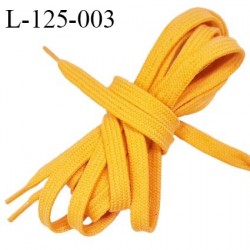 Lacet plat 125 cm couleur jaune orangé largeur 8 mm longueur 130 cm embout gainé prix pour une paire