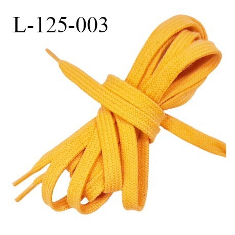 Lacet plat 125 cm couleur jaune orangé largeur 8 mm longueur 130 cm embout gainé prix pour une paire