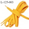 Lacet plat 125 cm couleur jaune orangé largeur 8 mm longueur 130 cm embout gainé prix pour une paire