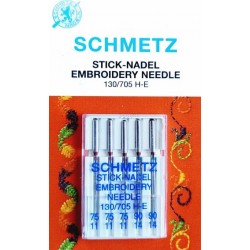 Aiguille schmetz Stick Nadeel Embroidery Needle  130 705 H E 75 11 a 90 14 la boite de 5 aiguilles