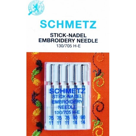 Aiguille schmetz Stick Nadeel Embroidery Needle 130 705 H E 75 11 a 90 14 la boite de 5 aiguilles