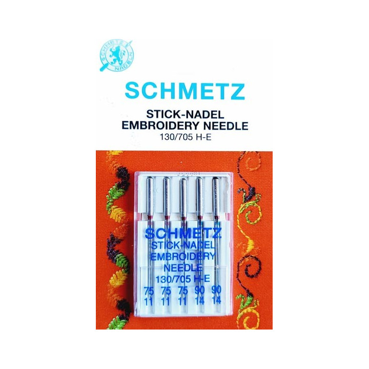 Aiguille schmetz Stick Nadeel Embroidery Needle  130 705 H E 75 11 a 90 14 la boite de 5 aiguilles