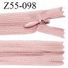 Fermeture zip 55 cm non séparable couleur vieux rose zip glissière nylon invisible prix à l'unité