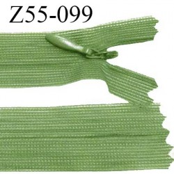 Fermeture zip 55 cm non séparable couleur vert zip glissière nylon invisible prix à l'unité