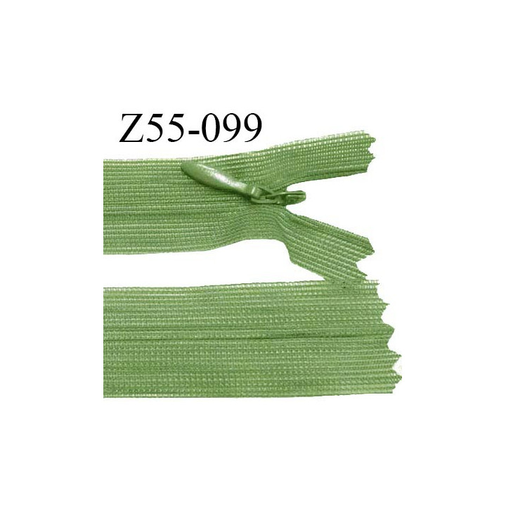 Fermeture zip 55 cm non séparable couleur vert zip glissière nylon invisible prix à l'unité
