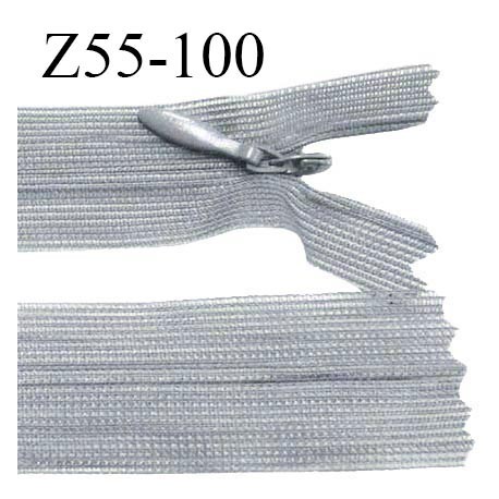 Fermeture zip 55 cm non séparable couleur gris zip glissière nylon invisible prix à l'unité