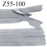 Fermeture zip 55 cm non séparable couleur gris zip glissière nylon invisible prix à l'unité