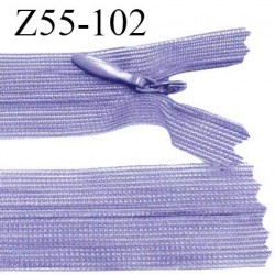 Fermeture zip 55 cm non séparable couleur lilas zip glissière nylon invisible prix à l'unité