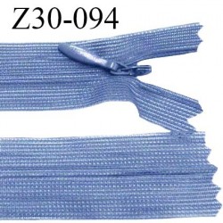 Fermeture zip 30 cm non séparable couleur bleu largeur 2.5 cm zip nylon invisible longueur 30 cm largeur 5 mm prix à l'unité