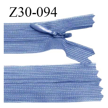 Fermeture zip 30 cm non séparable couleur bleu largeur 2.5 cm zip nylon invisible longueur 30 cm largeur 5 mm prix à l'unité