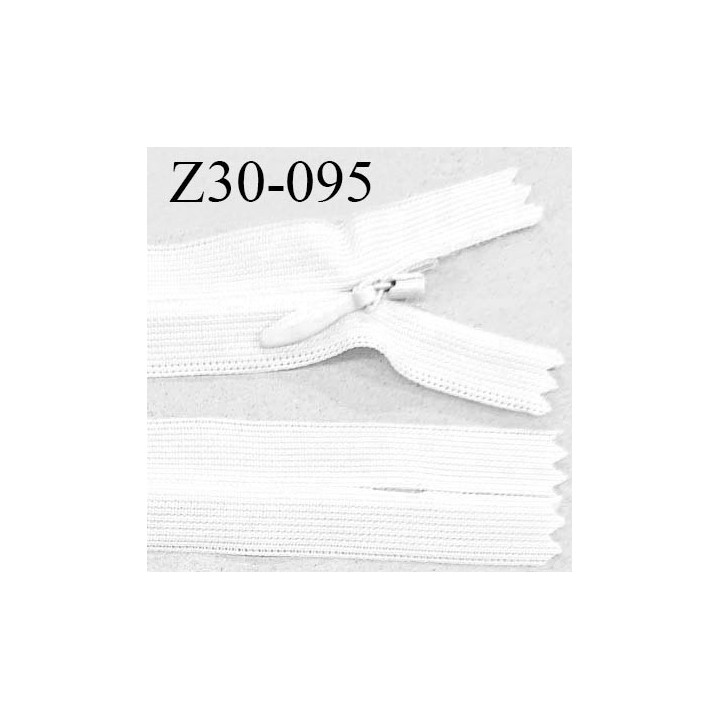 Fermeture zip 30 cm non séparable couleur blanc largeur 2.5 cm zip nylon invisible longueur 30 cm largeur 5 mm prix à l'unité