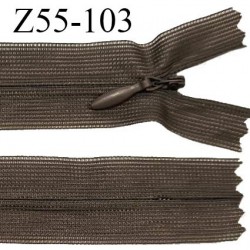 Fermeture zip 55 cm non séparable couleur marron zip glissière nylon invisible prix à l'unité