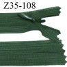 Fermeture zip 35 cm non séparable couleur vert zip glissière nylon invisible prix à l'unité