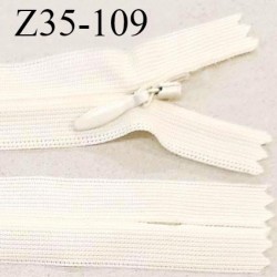 Fermeture zip 35 cm non séparable couleur écru zip glissière nylon invisible prix à l'unité