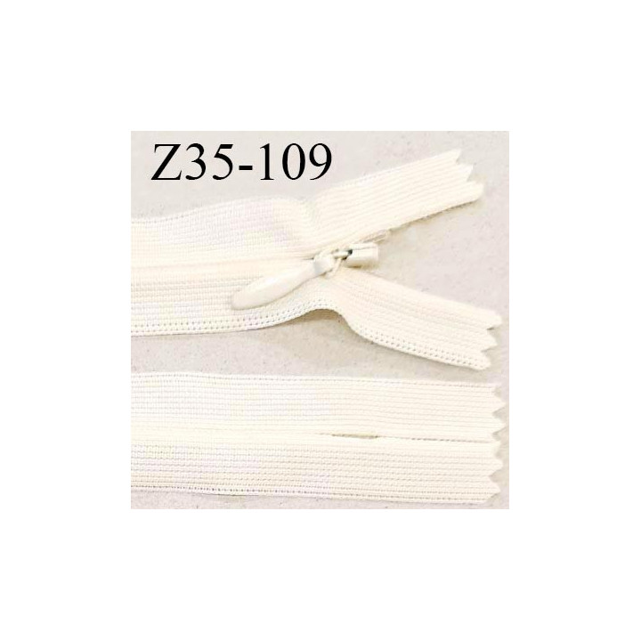 Fermeture zip 35 cm non séparable couleur écru zip glissière nylon invisible prix à l'unité