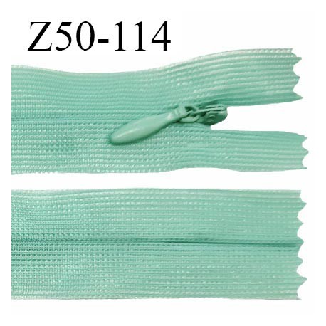 Fermeture zip 50 cm non séparable couleur vert opaline zip glissière nylon invisible prix à l'unité