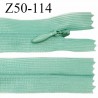 Fermeture zip 50 cm non séparable couleur vert opaline zip glissière nylon invisible prix à l'unité