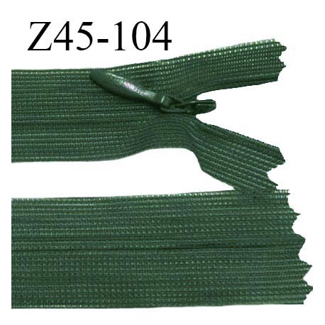 Fermeture zip 45 cm non séparable couleur vert zip glissière nylon invisible prix à l'unité