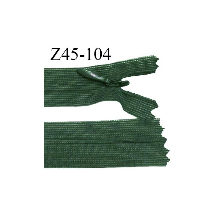 Fermeture zip 45 cm non séparable couleur vert zip glissière nylon invisible prix à l'unité