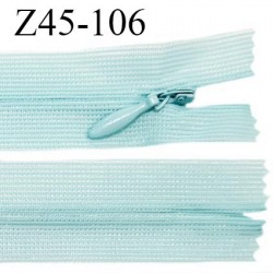 Fermeture zip 45 cm non séparable couleur bleu cyan clair zip glissière nylon invisible prix à l'unité