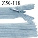 Fermeture zip 50 cm non séparable couleur bleu ciel zip glissière nylon invisible prix à l'unité