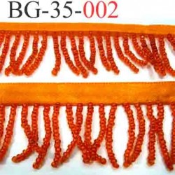 biais galon ruban largeur 35 mm couleur orange avec perles brillantes hauteur des perles 25 mm hauteur du galon 10 mm au mètre