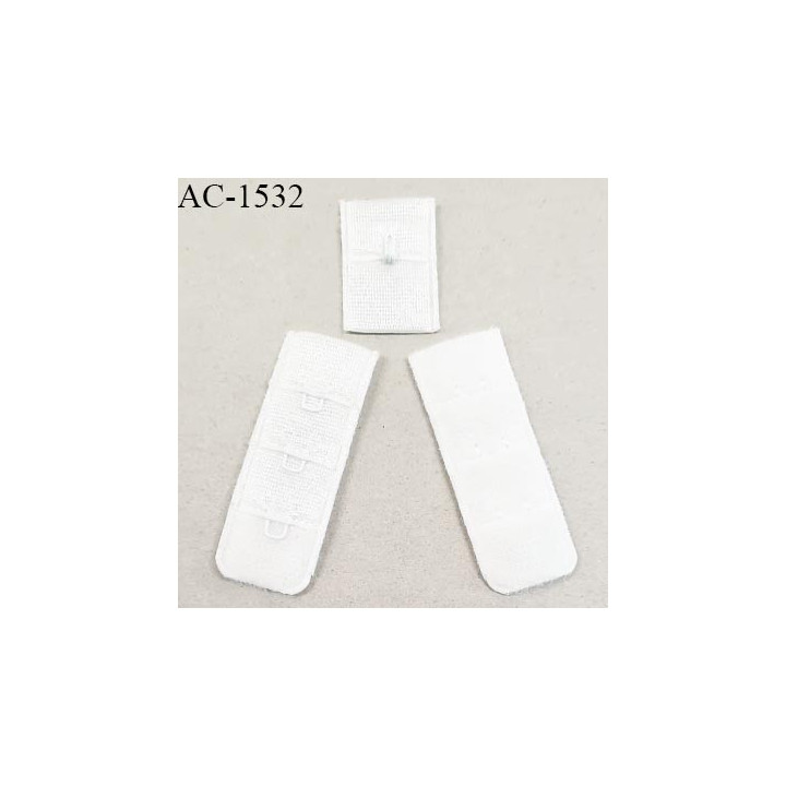 Agrafe 20 mm attache SG couleur blanc brillant 3 rangées 1 crochet largeur 20 mm hauteur 57 mm prix à l'unité
