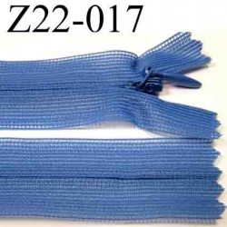 fermeture zip à glissière invisible bleu longueur 22 cm couleur bleu non séparable zip nylon largeur 2.5 cm