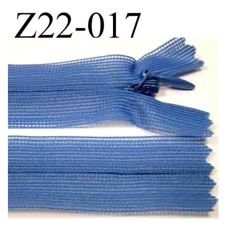 fermeture éclair invisible bleu longueur 22 cm couleur bleu non séparable zip nylon largeur 2.5 cm