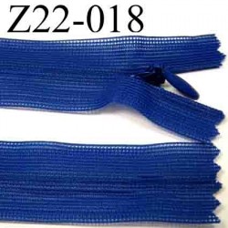 fermeture éclair  invisible bleu longueur 22 cm couleur bleu  non séparable zip nylon largeur 2.5 cm