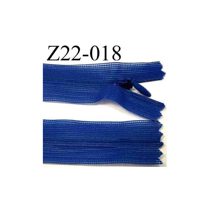 fermeture éclair  invisible bleu longueur 22 cm couleur bleu  non séparable zip nylon largeur 2.5 cm
