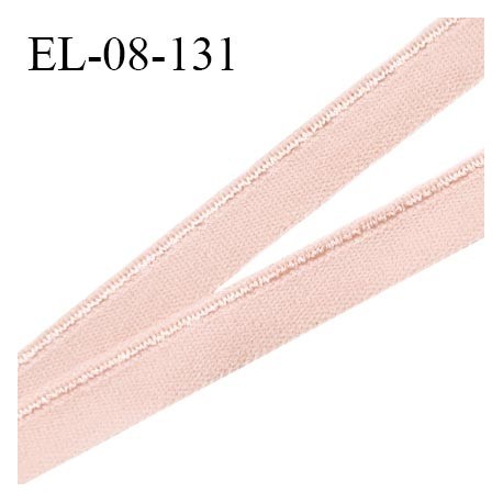Elastique 8 mm lingerie haut de gamme couleur rose ballerine avec liseré brillant doux au toucher largeur 8 mm prix au mètre