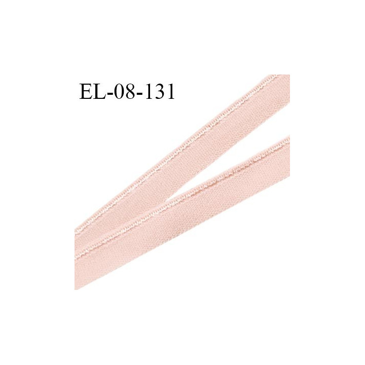 Elastique 8 mm lingerie haut de gamme couleur rose ballerine avec liseré brillant doux au toucher largeur 8 mm prix au mètre
