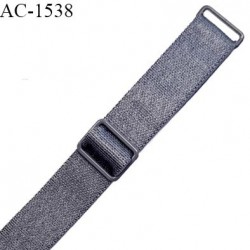 Bretelle lingerie SG 15 mm haut de gamme couleur gris brillant avec 2 barrettes largeur 16 mm prix à l'unité