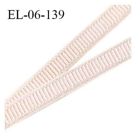 Elastique 6 mm lingerie couleur beige doré brillant effet cranté largeur 6 mm haut de gamme prix au mètre