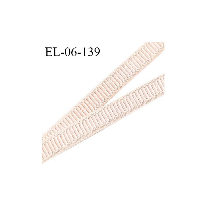 Elastique 6 mm lingerie couleur beige doré brillant effet cranté largeur 6 mm haut de gamme prix au mètre