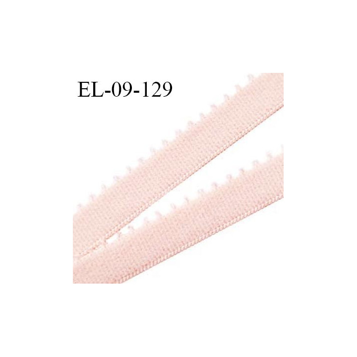 Elastique picot 9 mm lingerie couleur rose pâle largeur 9 mm haut de gamme fabriqué pour une grande marque prix au mètre