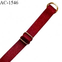 Bretelle lingerie SG 10 mm couleur rouge rubis brillant avec 1 barrette et 1 anneau couleur or prix à l'unité
