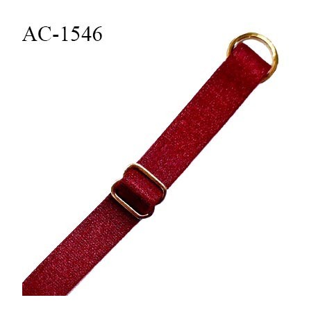 Bretelle lingerie SG 10 mm couleur rouge rubis brillant avec 1 barrette et 1 anneau couleur or prix à l'unité