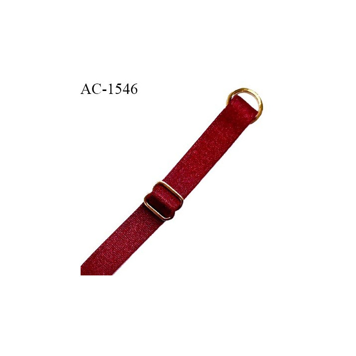 Bretelle lingerie SG 10 mm couleur rouge rubis brillant avec 1 barrette et 1 anneau couleur or prix à l'unité