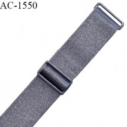 Bretelle lingerie SG 18 mm couleur gris brillant avec 2 barrettes largeur 18 mm longueur 18 cm + réglage prix à l'unité