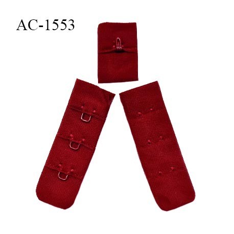 Agrafe 20 mm attache SG couleur rouge carmin 3 rangées 1 crochet largeur 20 mm hauteur 57 mm prix à l'unité