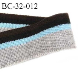 Bord-Côte  jersey synthétique largeur 32 mm longueur 50 cm couleur marron noir bleu et gris prix à l'unité