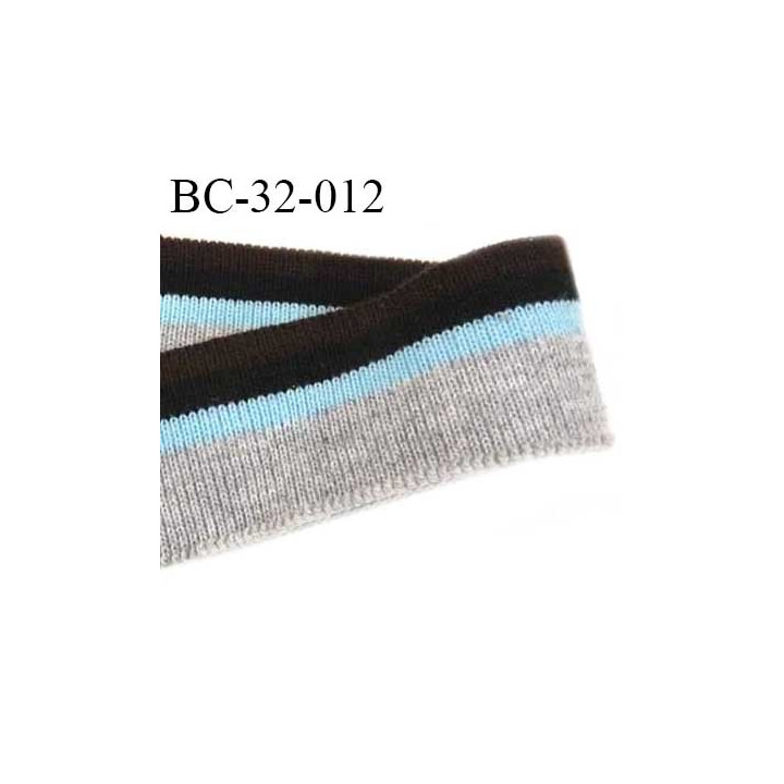 Bord-Côte  jersey synthétique largeur 32 mm longueur 50 cm couleur marron noir bleu et gris prix à l'unité