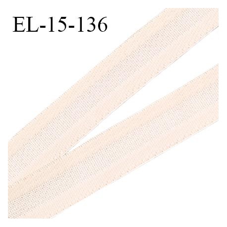 Elastique 15 mm lingerie couleur rose pastel très doux au toucher largeur 15 mm allongement +70% prix au mètre