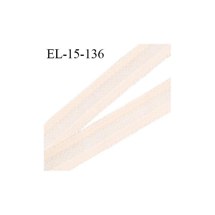 Elastique 15 mm lingerie couleur rose pastel très doux au toucher largeur 15 mm allongement +70% prix au mètre